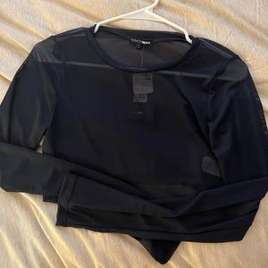 Mesh Long Sleeve Crop Top